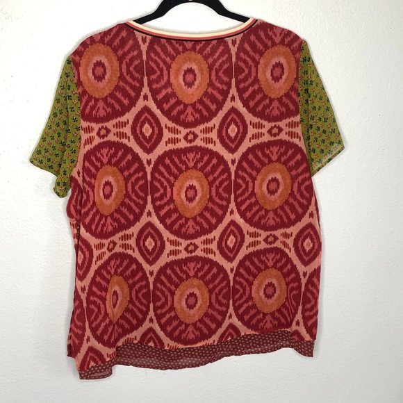 Scotch & Soda Red Green Short Sleeve Tshirt Sheer - Picture 2 of 4